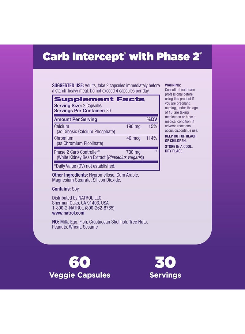 Natrol Carb Intercept Weight Management Dietary Supplement 1000mg - 60 Capsules - Image 2